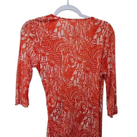 Women's Diane vonFurstenberg 100% Silk "Pea in the Pod" Faux Wrap Top Size Small - Picture 6 of 9